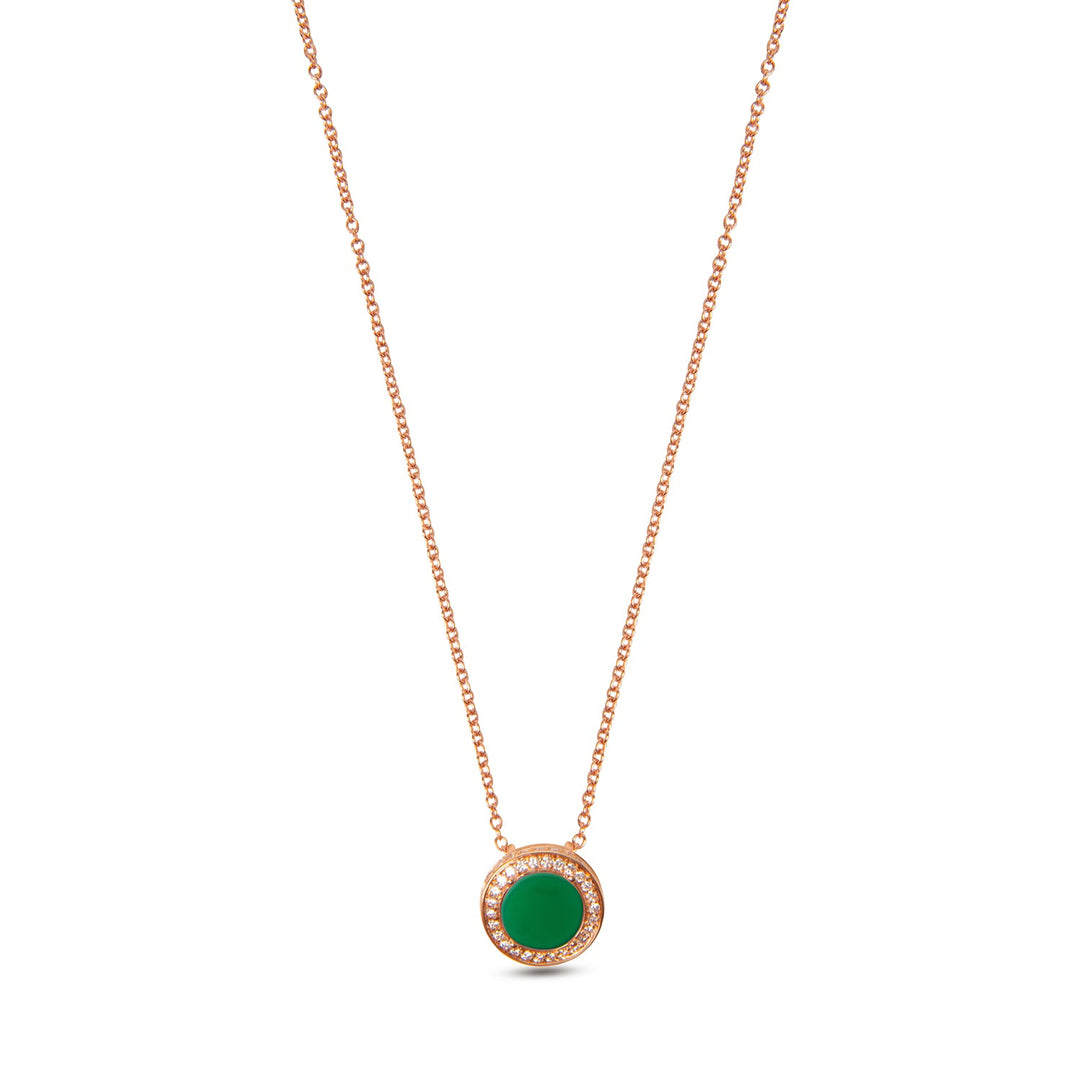 Eternity necklace with green agate in rose gold, small size