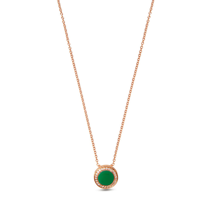 Eternity necklace with green agate in rose gold, small size