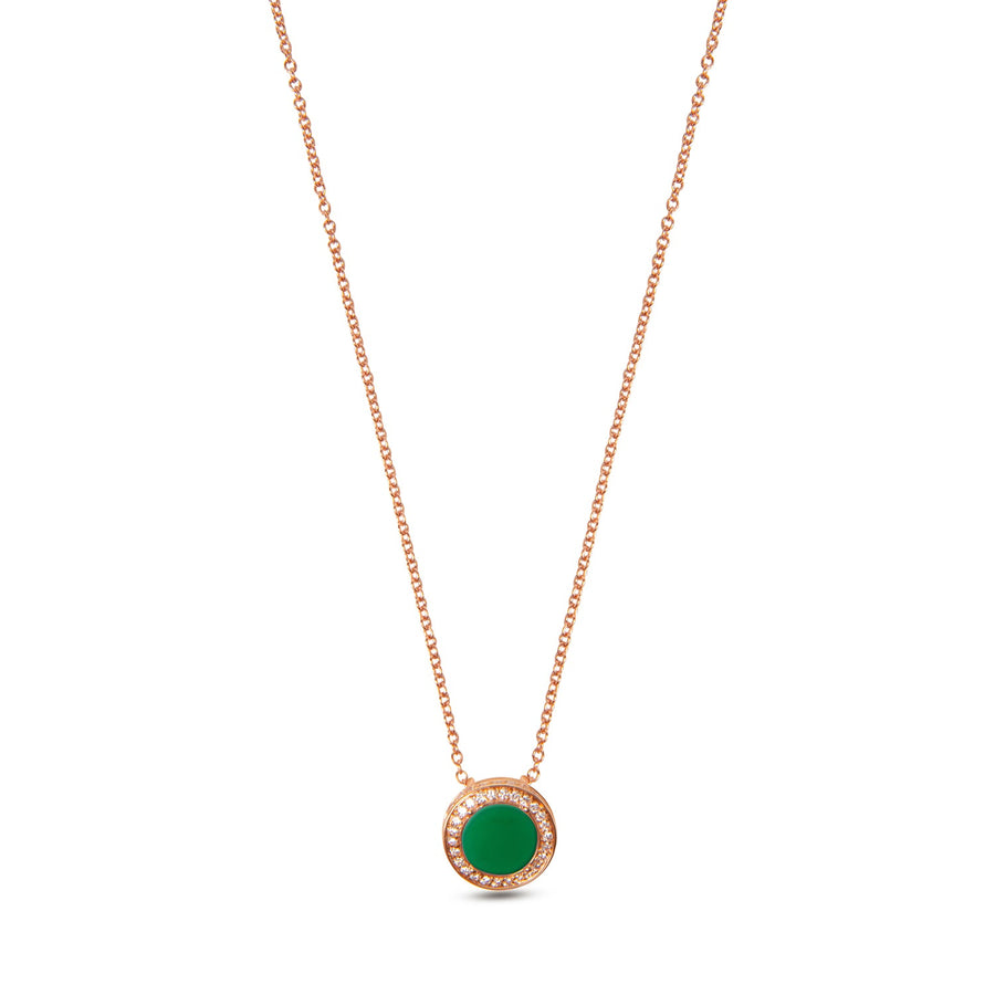 Eternity necklace with green agate in rose gold, small size