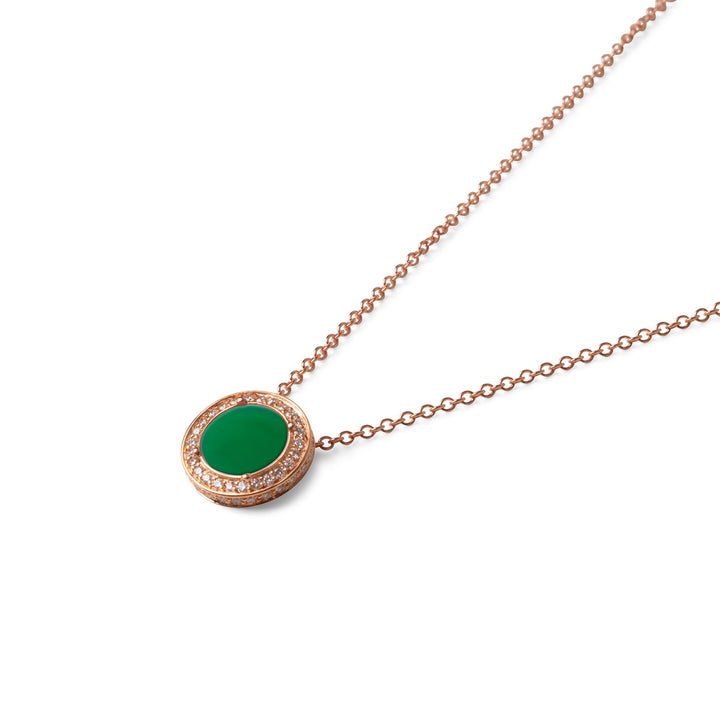 Eternity necklace with green agate in rose gold, small size (view 2)