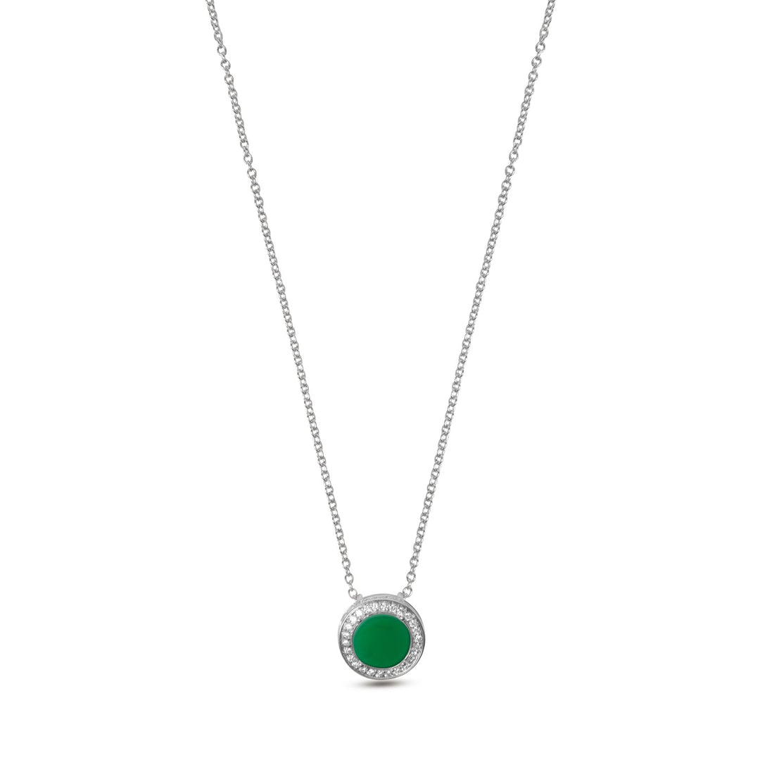 Eternity necklace with green agate in white gold, small size