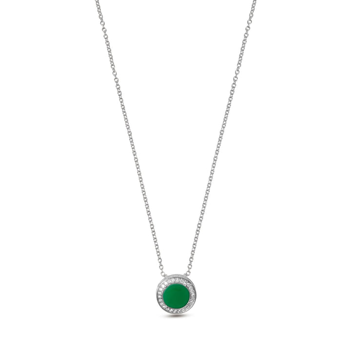 Eternity necklace with green agate in white gold, small size