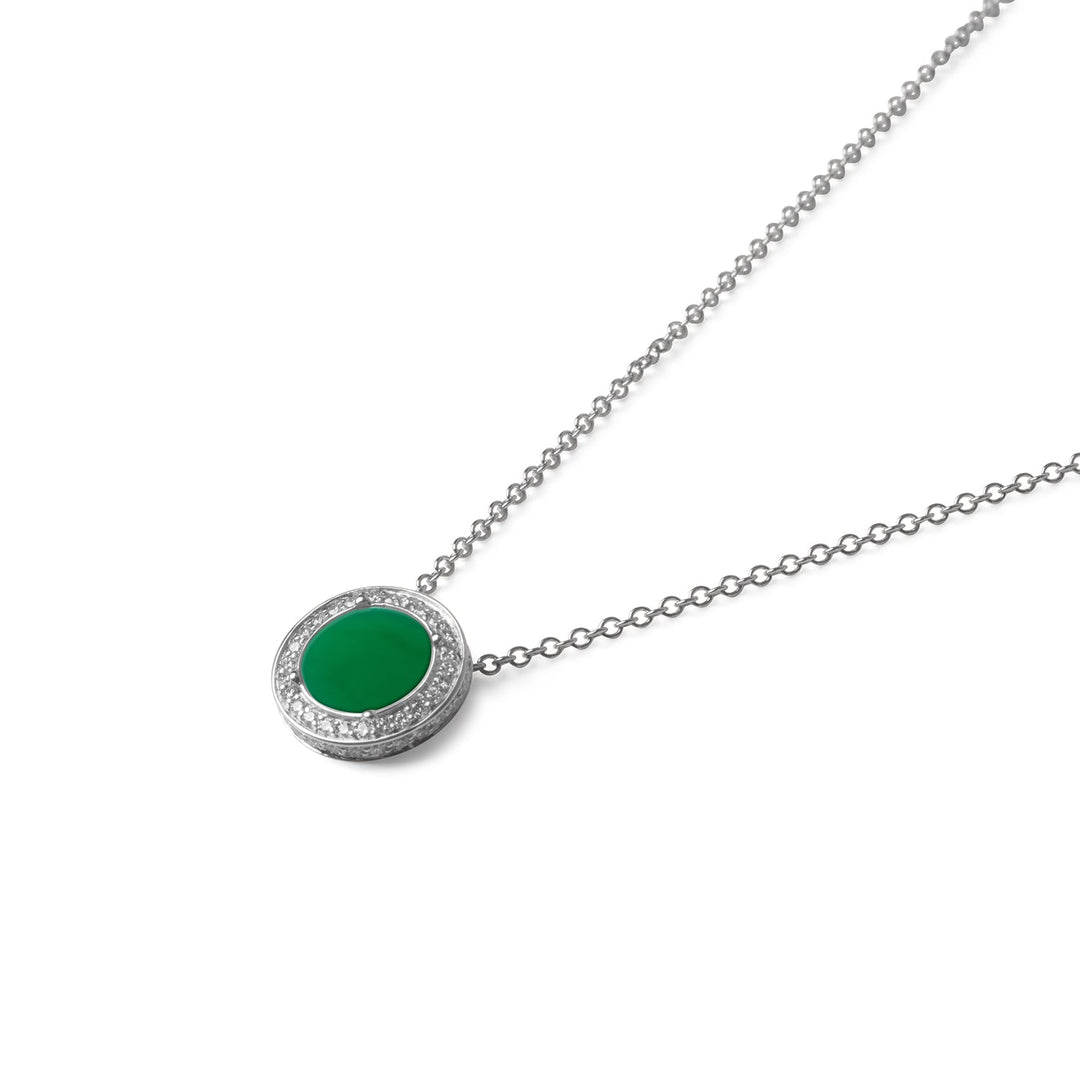 Eternity necklace with green agate in white gold, small size (view 2)