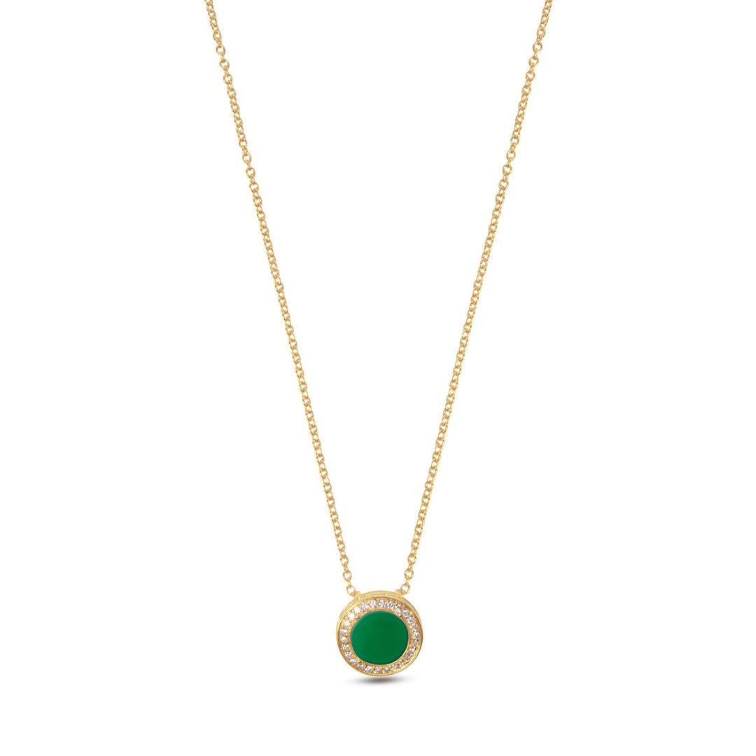 Eternity necklace with green agate in yellow gold, small size