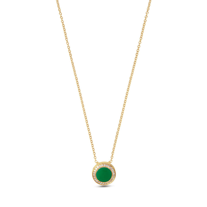 Eternity necklace with green agate in yellow gold, small size
