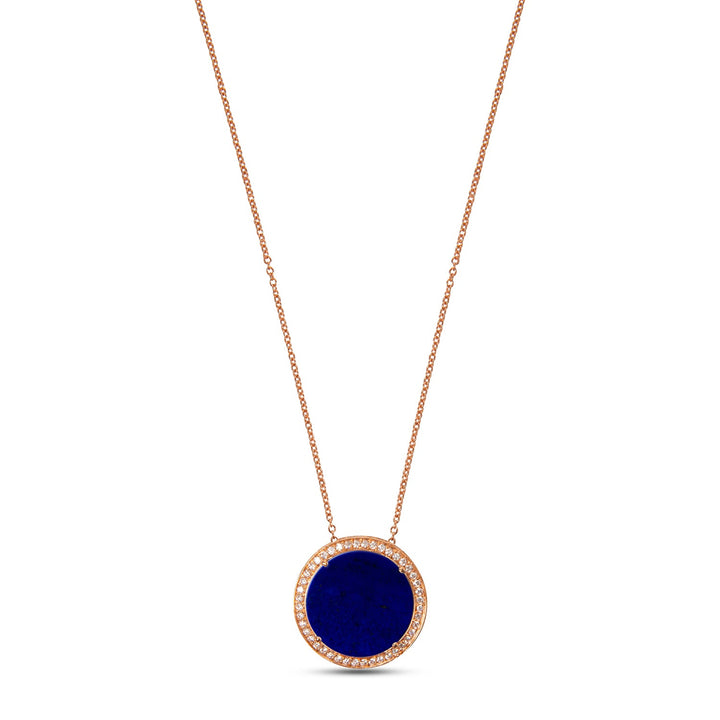 Eternity necklace with lapis lazuli in rose gold, large size