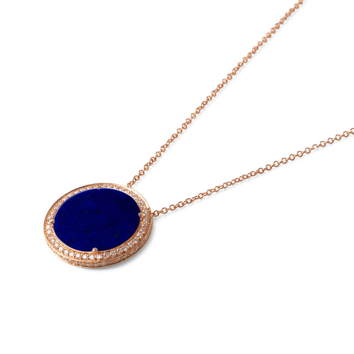 Eternity necklace with lapis lazuli in rose gold, large size (view 2)