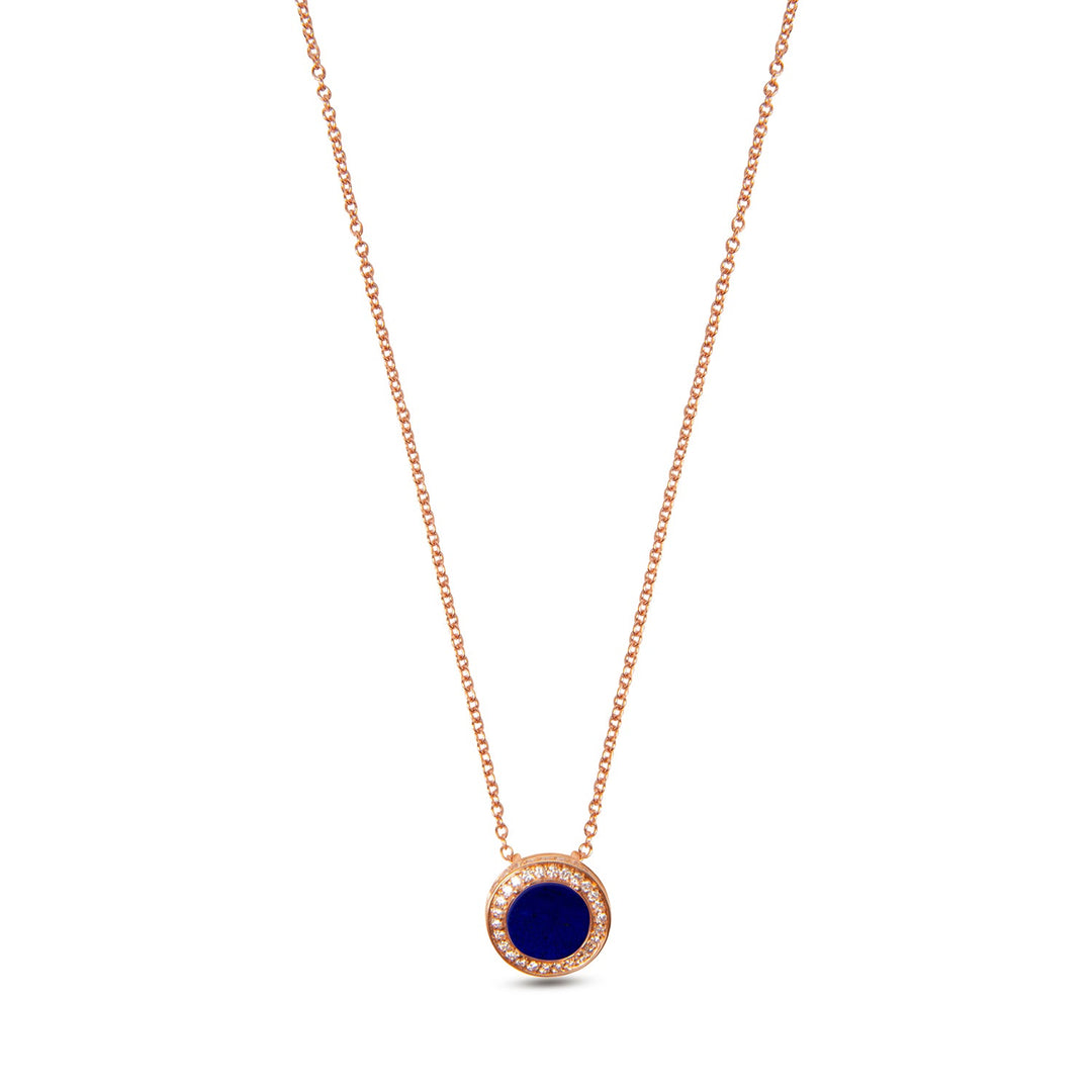 Eternity necklace with lapis lazuli in rose gold, small size