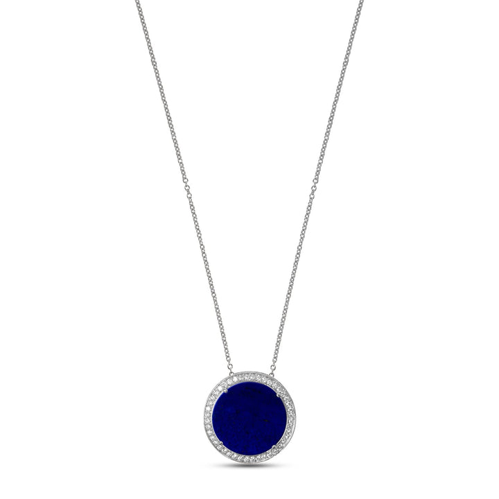 Eternity necklace with lapis lazuli in white gold, large size
