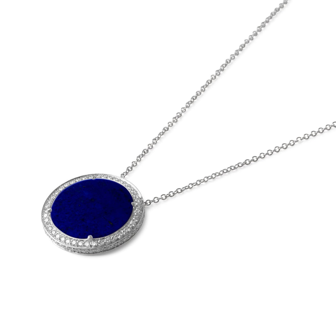 Eternity necklace with lapis lazuli in white gold, large size (view 2)