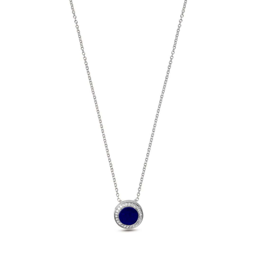 Eternity necklace with lapis lazuli in white gold, small size