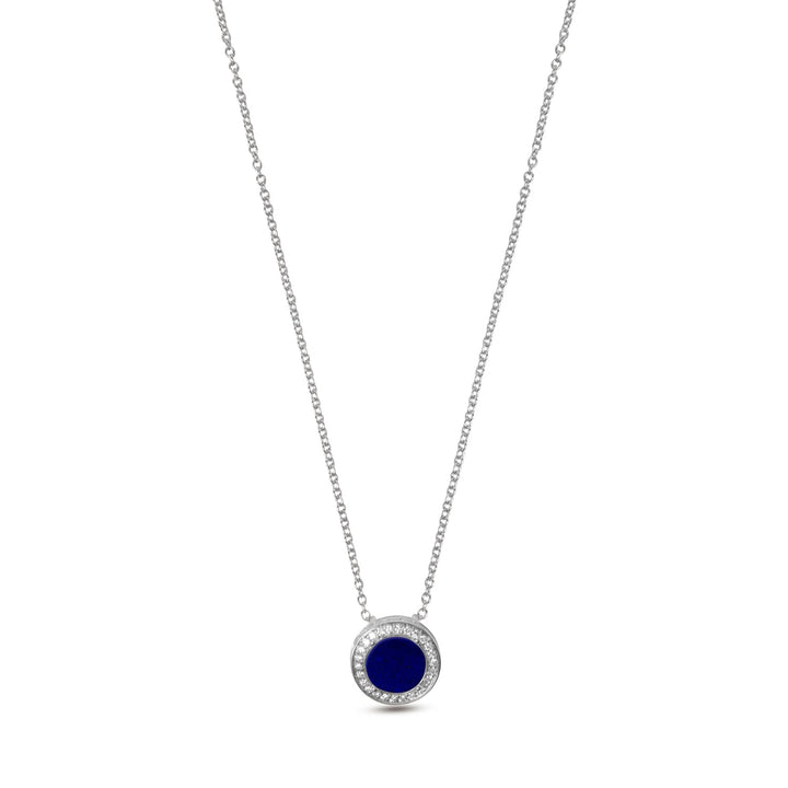 Eternity necklace with lapis lazuli in white gold, small size