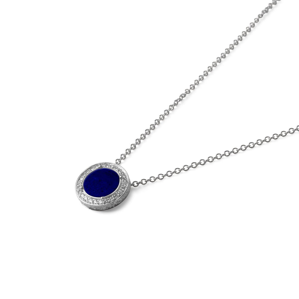 Eternity necklace with lapis lazuli in white gold, small size (view 2)