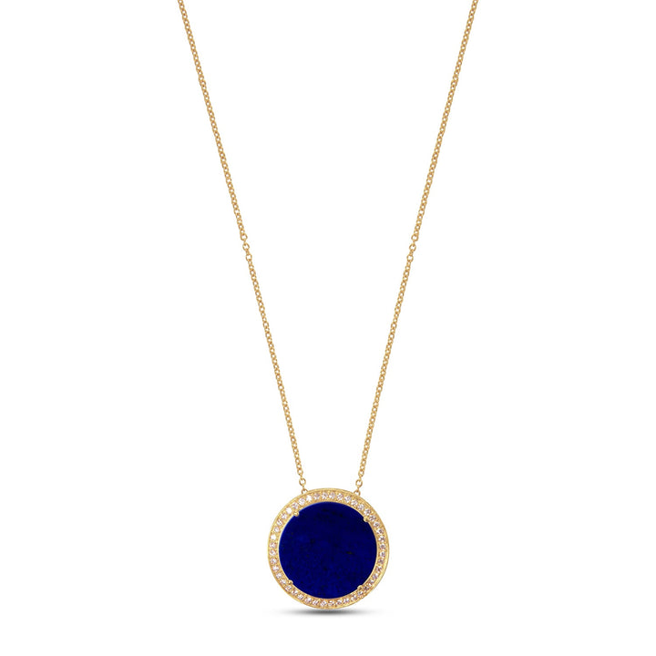Eternity necklace with lapis lazuli in yellow gold, large size