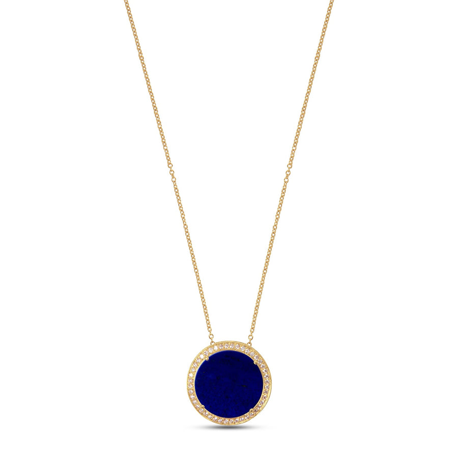 Eternity necklace with lapis lazuli in yellow gold, large size