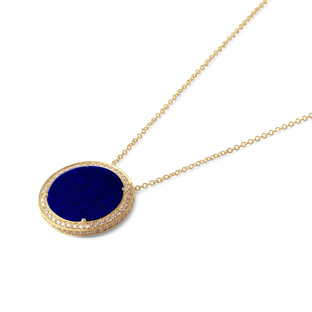 Eternity necklace with lapis lazuli in yellow gold, large size (view 2)