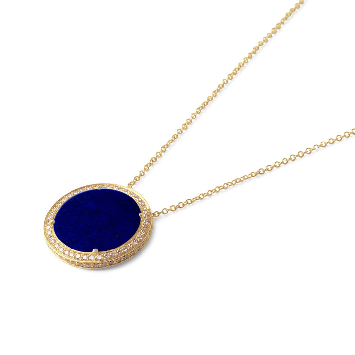 Eternity necklace with lapis lazuli in yellow gold, large size (view 2)