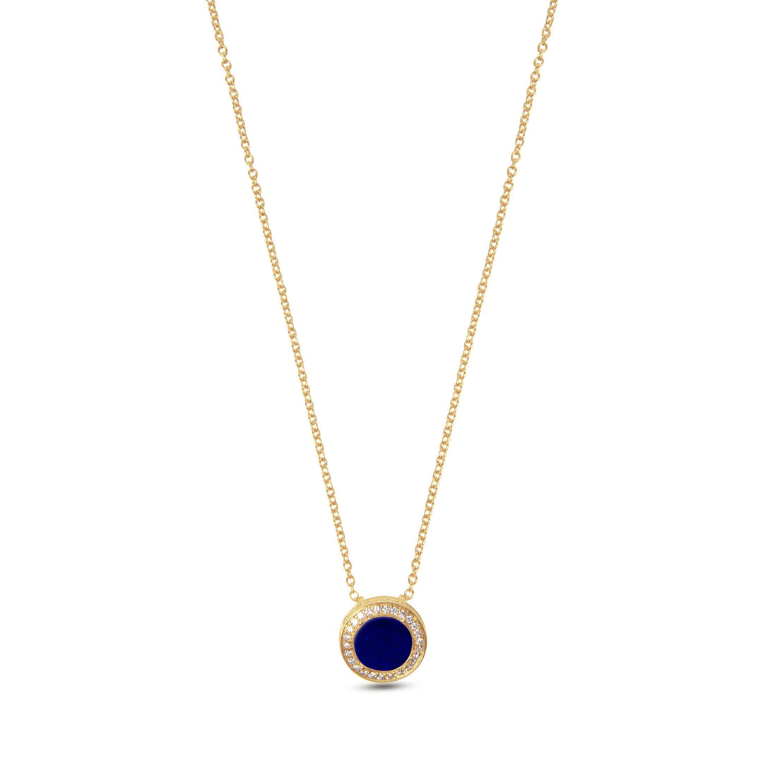 Eternity necklace with lapis lazuli in yellow gold, small size