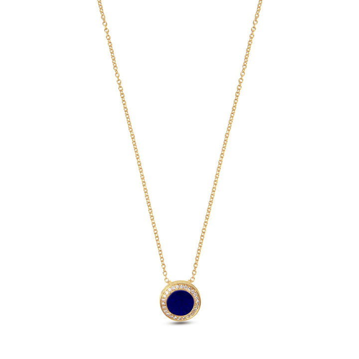 Eternity necklace with lapis lazuli in yellow gold, small size