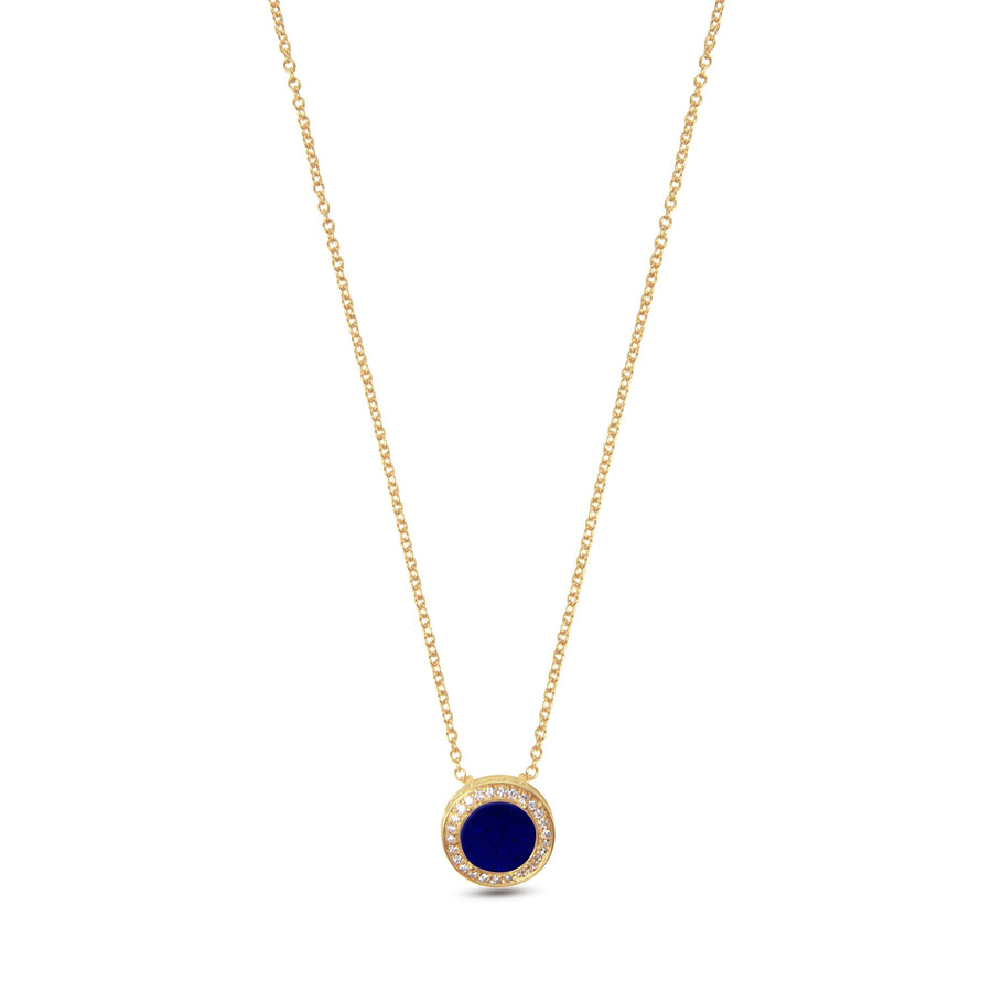 Eternity necklace with lapis lazuli in yellow gold, small size