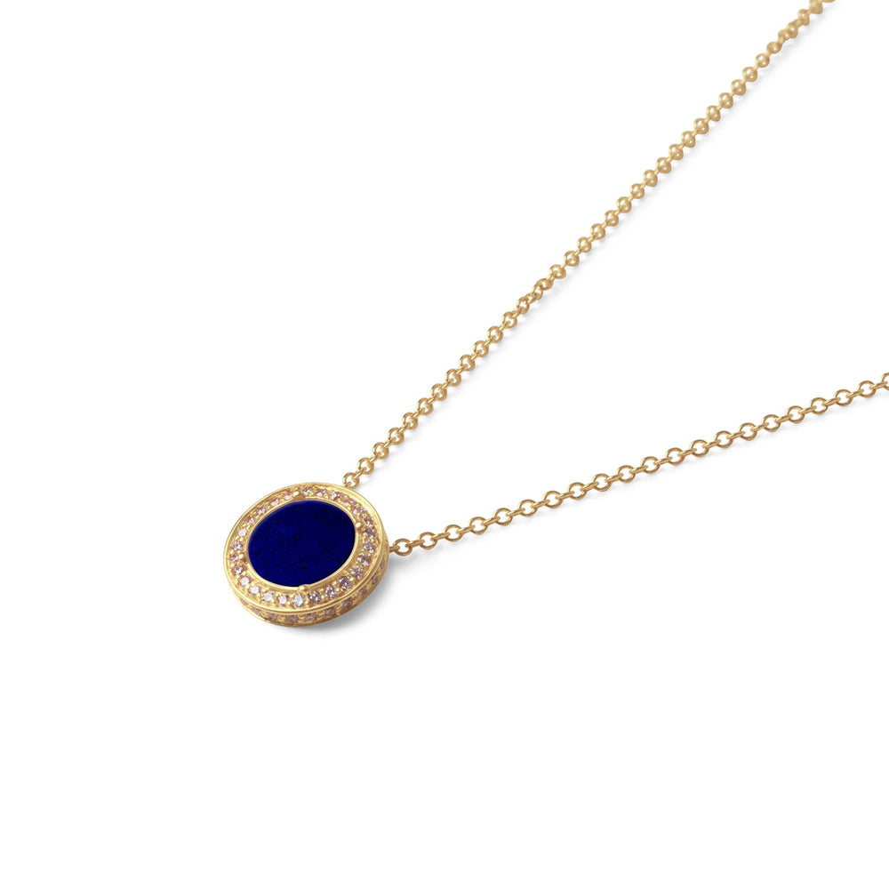 Eternity necklace with lapis lazuli in yellow gold, small size (view 2)