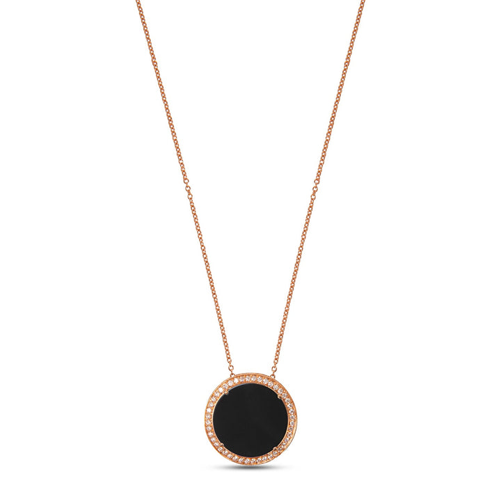 Eternity necklace with onyx in rose gold, large size