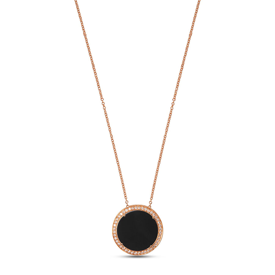 Eternity necklace with onyx in rose gold, large size