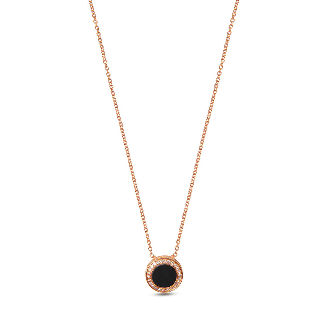 Eternity necklace with onyx in rose gold, small size