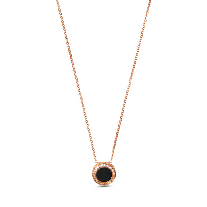 Eternity necklace with onyx in rose gold, small size
