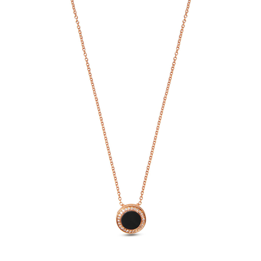 Eternity necklace with onyx in rose gold, small size