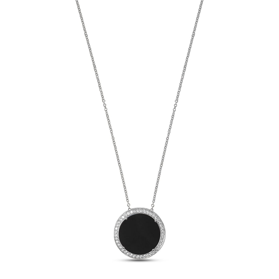 Eternity necklace with onyx in white gold, large size