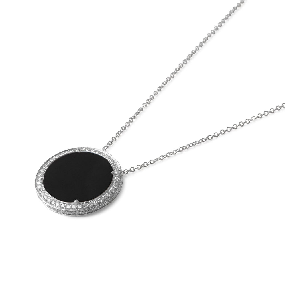Eternity necklace with onyx in white gold, large size (view 2)