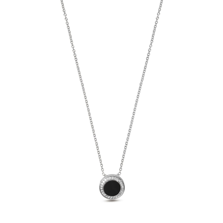 Eternity necklace with onyx in white gold, small size