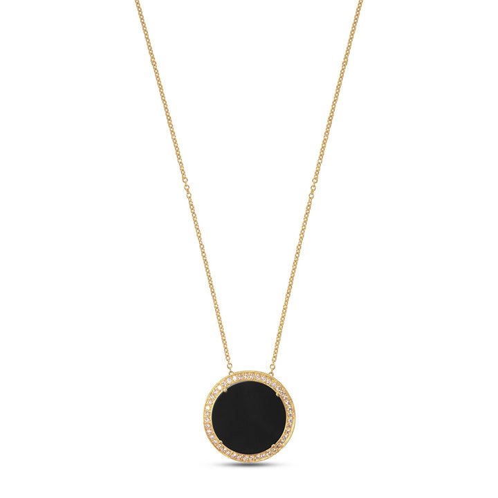 Eternity necklace with onyx in yellow gold, large size