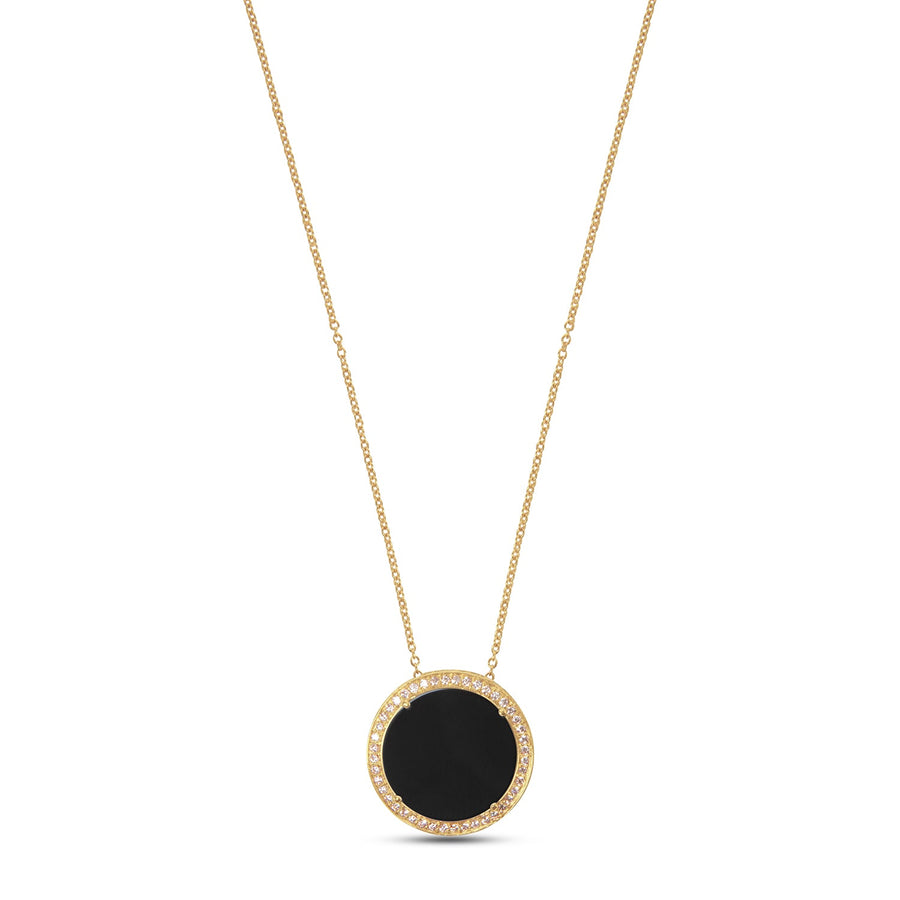 Eternity necklace with onyx in yellow gold, large size