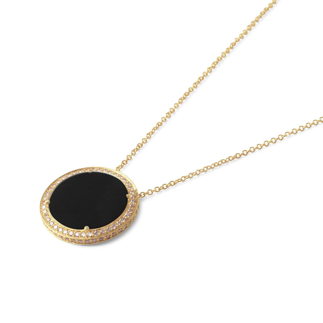 Eternity necklace with onyx in yellow gold, large size (view 2)