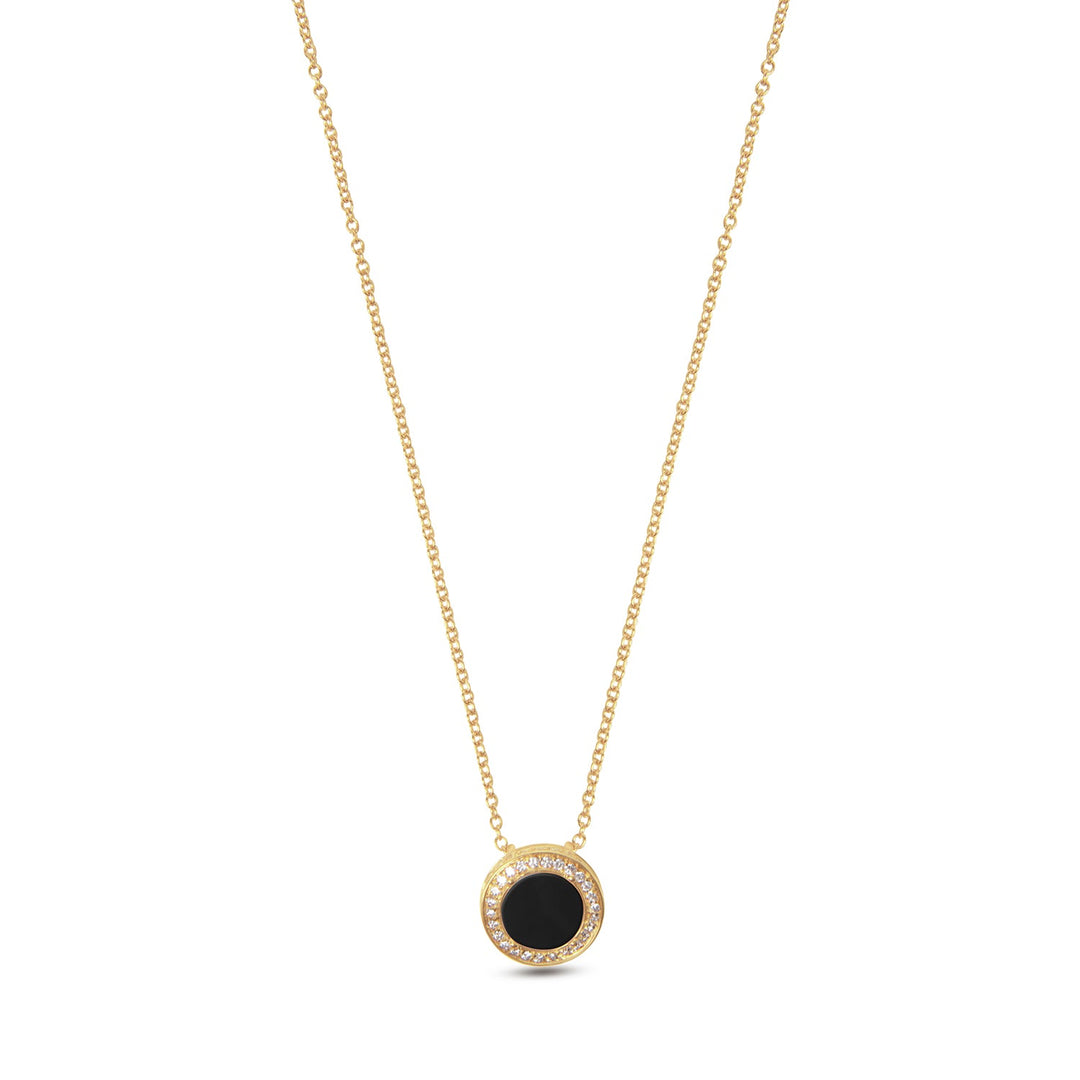 Eternity necklace with onyx in yellow gold, small size