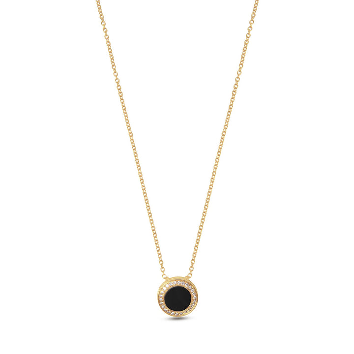 Eternity necklace with onyx in yellow gold, small size