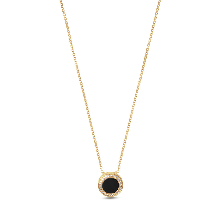 Eternity necklace with onyx in yellow gold, small size