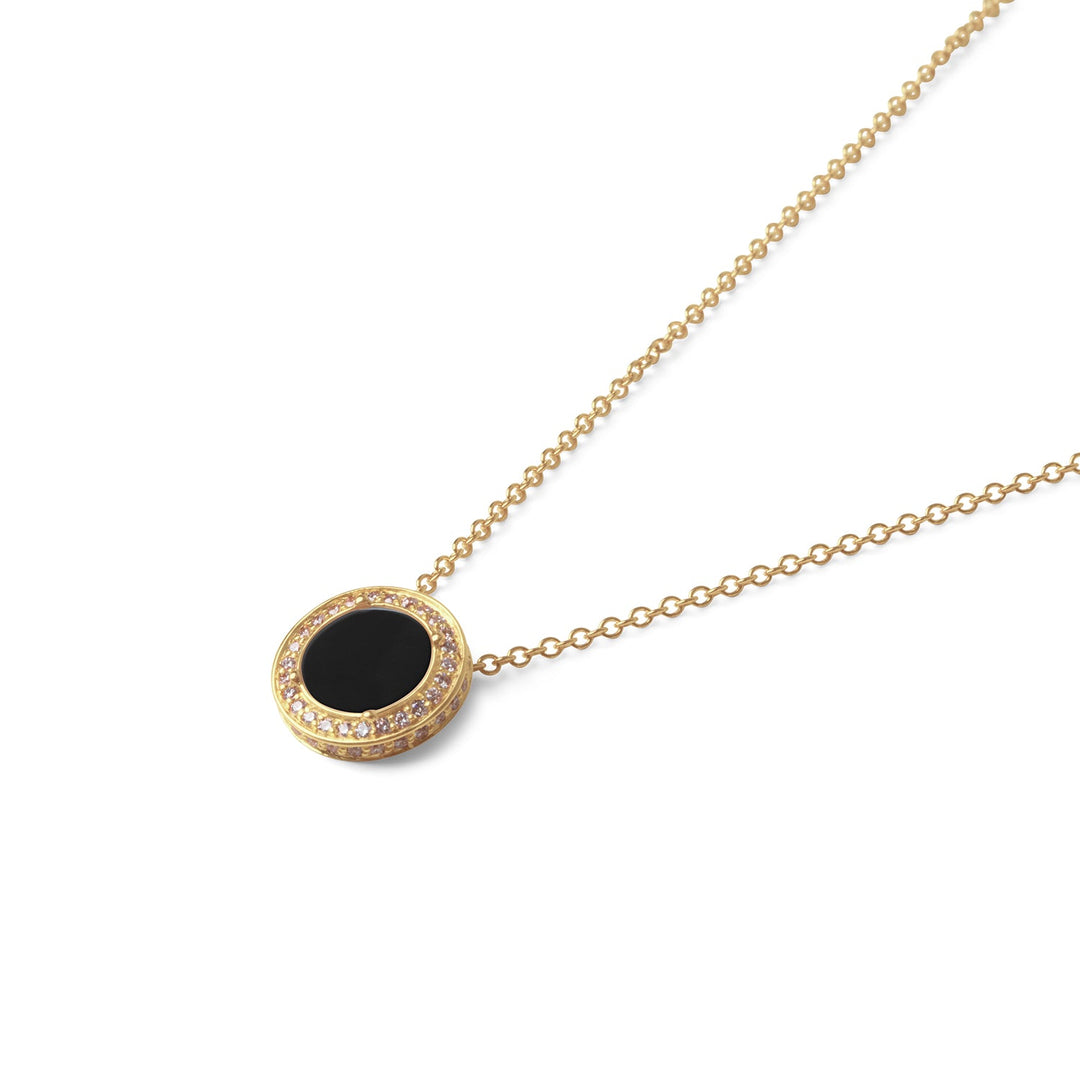 Eternity necklace with onyx in yellow gold, small size (view 2)