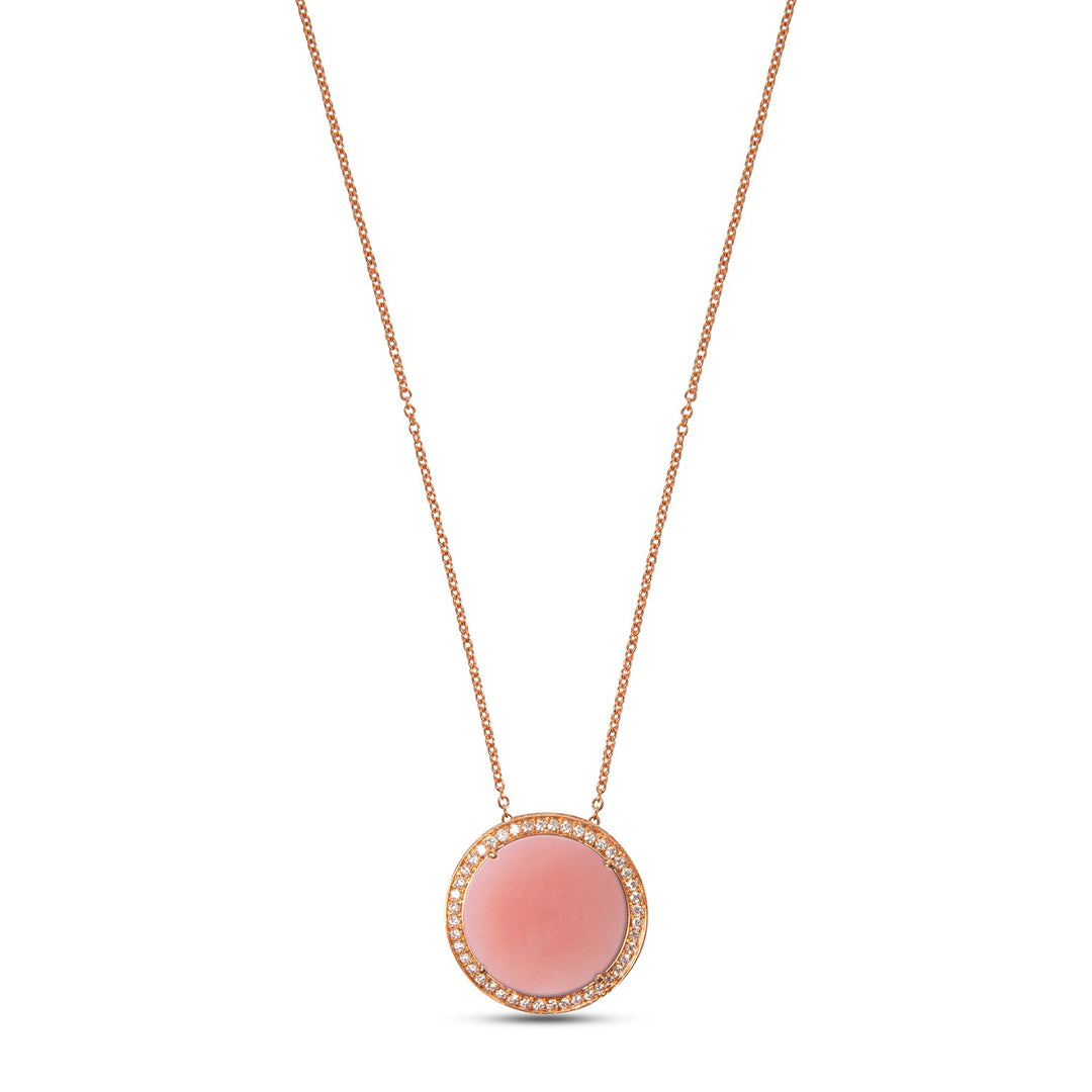 Eternity necklace with pink opal in rose gold, large size