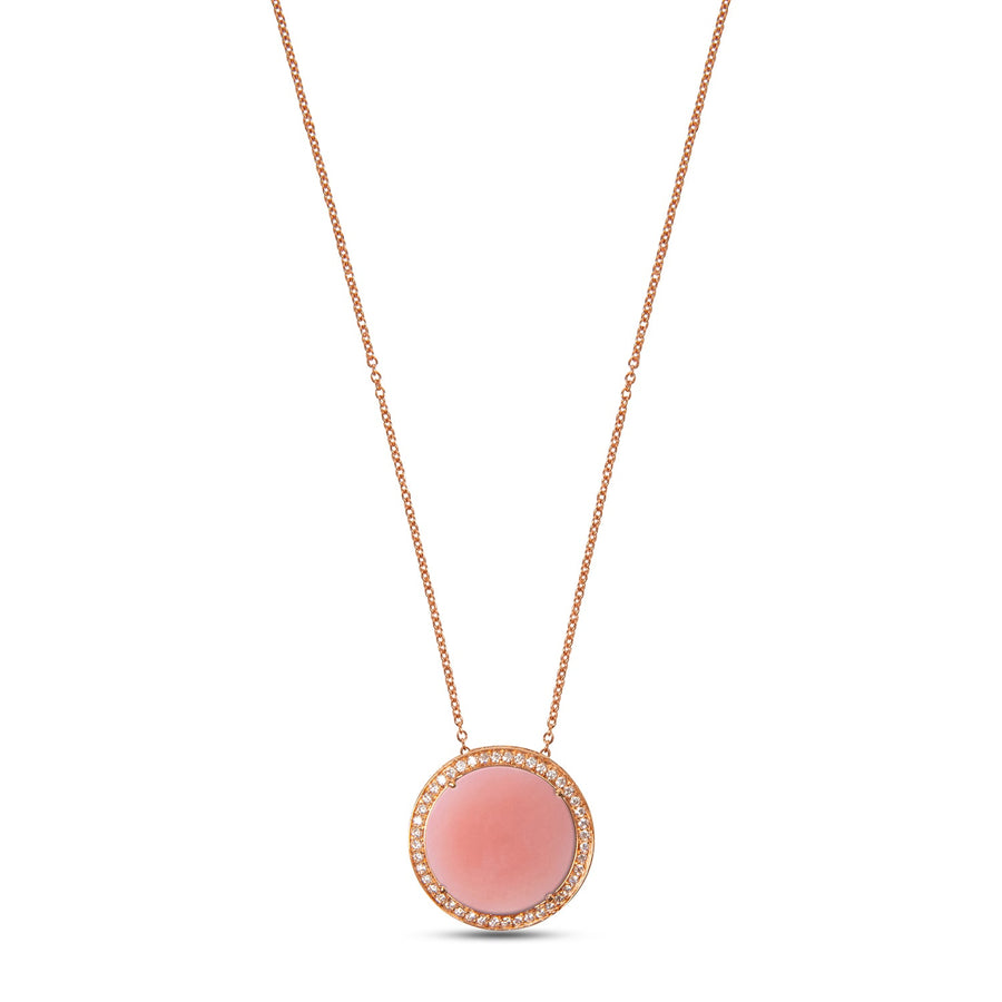 Eternity necklace with pink opal in rose gold, large size