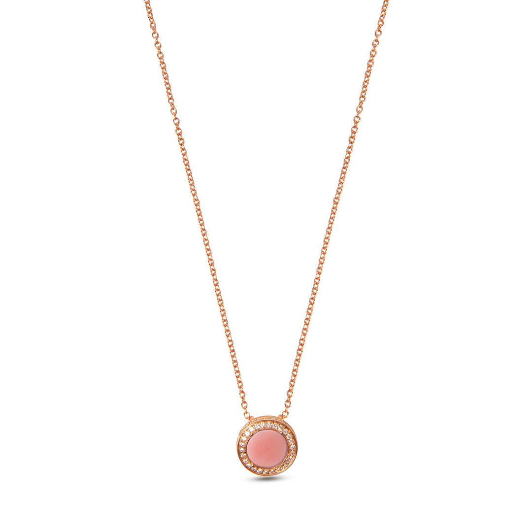 Eternity necklace with pink opal in rose gold, small size