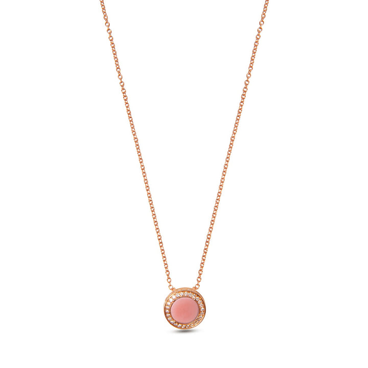 Eternity necklace with pink opal in rose gold, small size