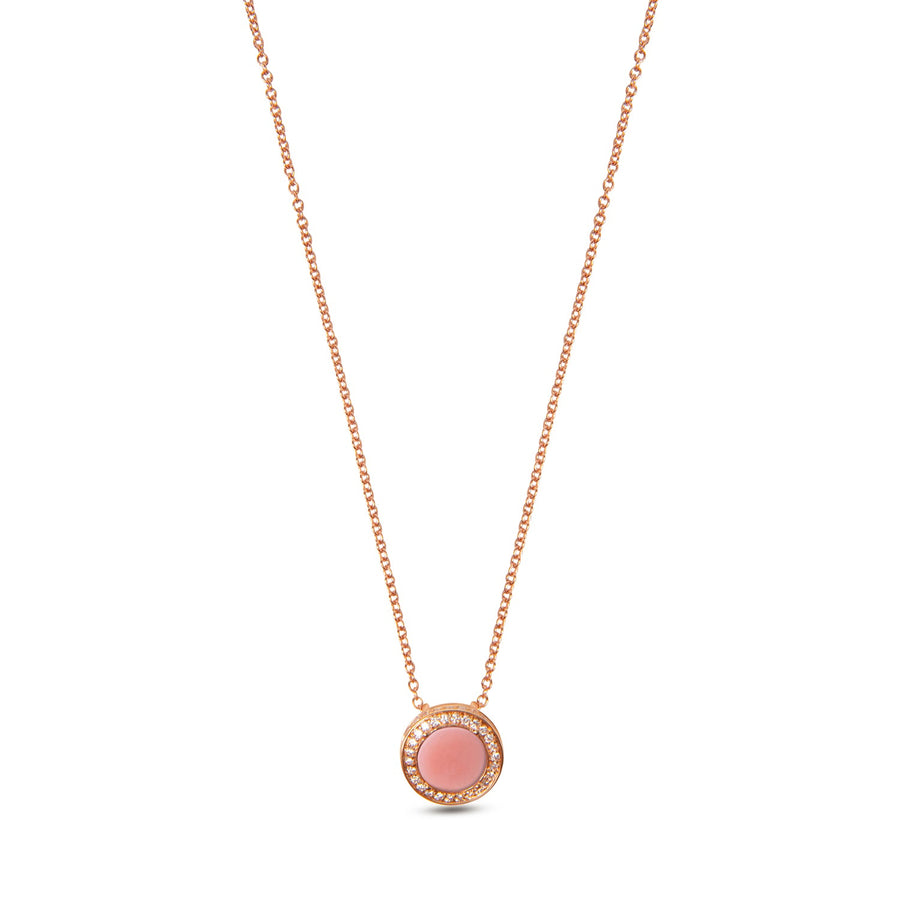 Eternity necklace with pink opal in rose gold, small size