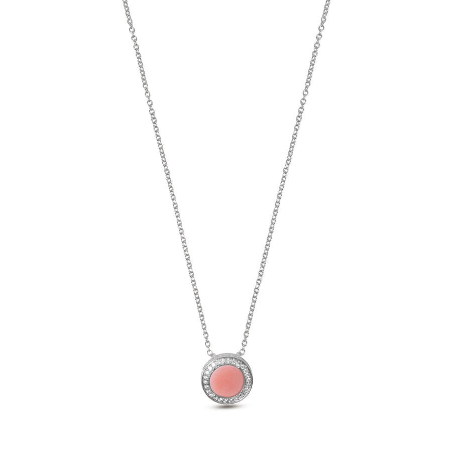 Eternity necklace with pink opal in white gold, small size