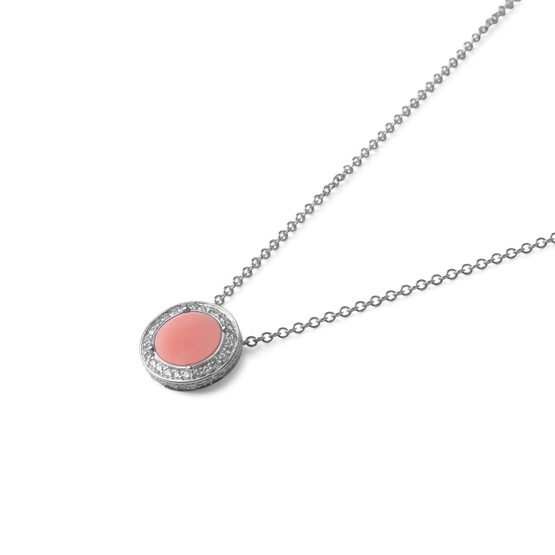 Eternity necklace with pink opal in white gold, small size (view 2)