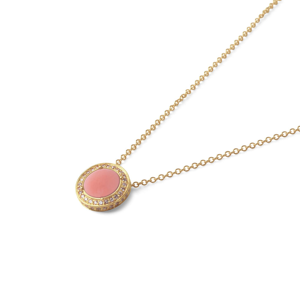 Eternity necklace with pink opal in yellow gold, small size (view 2)