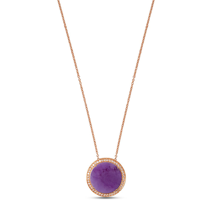 Eternity necklace with purple agate in rose gold, large size