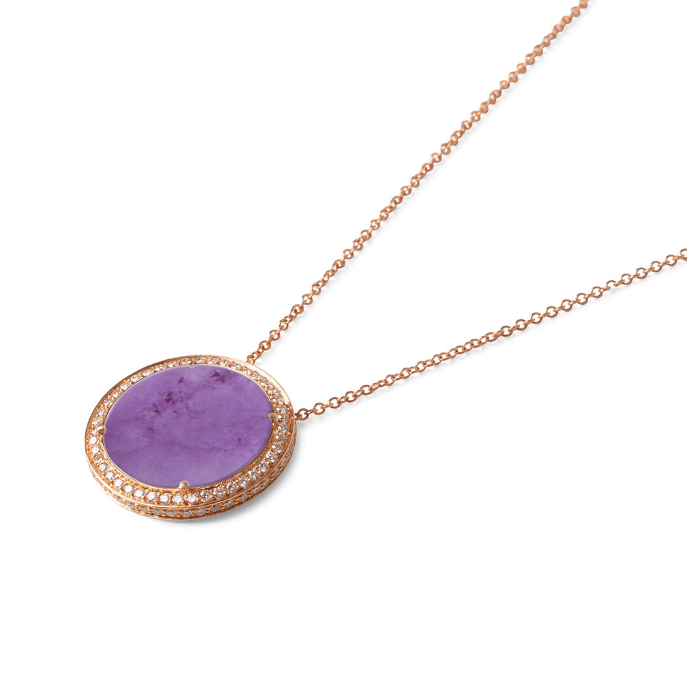 Eternity necklace with purple agate in rose gold, large size (view 2)